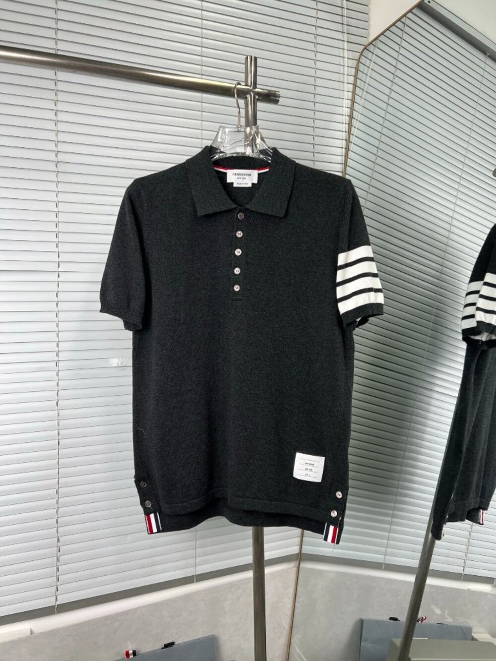 Thom Browne 4-Bar Wool Polo Shirt